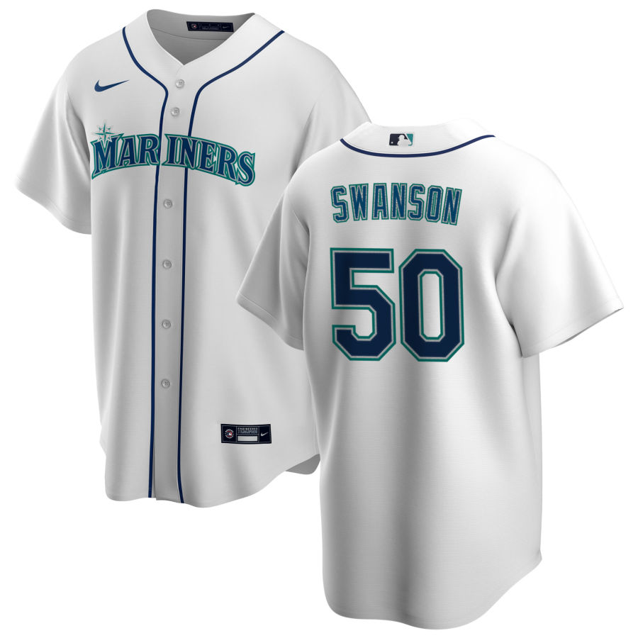 Nike Men #50 Erik Swanson Seattle Mariners Baseball Jerseys Sale-White